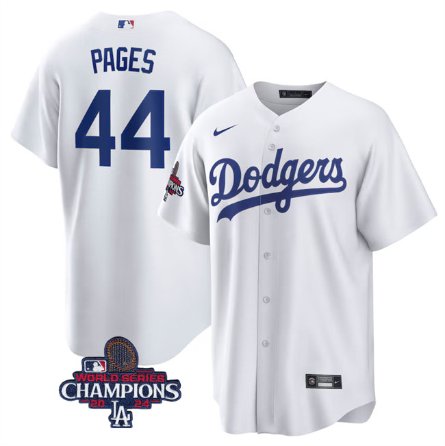 Men's White Los Angeles Dodgers #44 Andy Pages 2024 World Series Cool Base Stitched Baseball Jersey